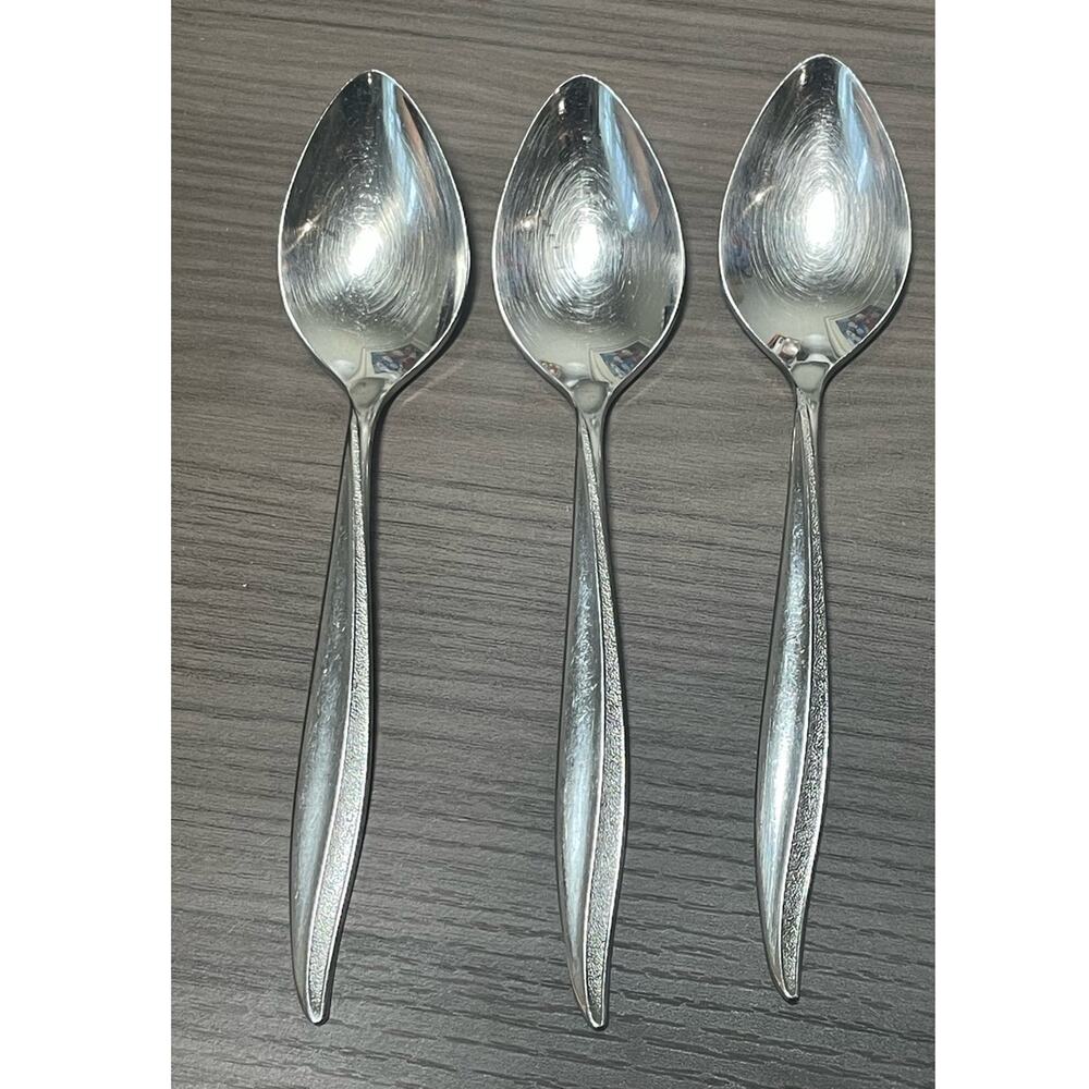 Oneida TEXTURA 6" Oneidacraft Deluxe 3 Teaspoons Stainless Flatware Silver MCM‎